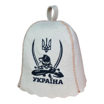 Капелюх для сауни 'Козак з шаблями' (біла повсть)