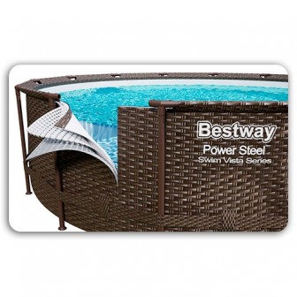 Басейн каркасний Bestway під ротанг з вікном, 488*122 см