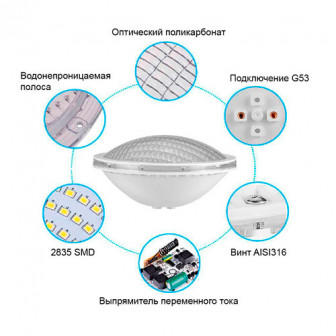 Лампа PAR56 світлодіодна RGB, 25 Вт, 333 LED, 750-850 Lm